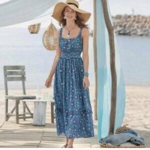 Sundance Teal Floral Sleeveless Maxi Dress